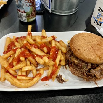 High Tide 21 - French fries & the special- BBQ Beef Sandwich - Burgers Near Me - Perry, Kansas