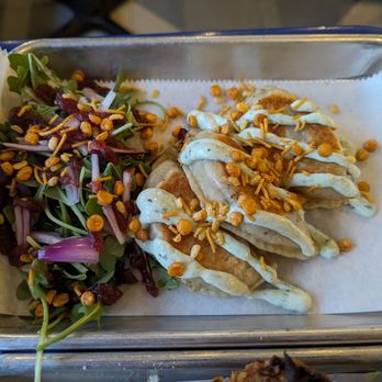 Hot Dish Pantry - Aloo Chaat Pierogi - very tasty and fun! Samosa-adjacent item. - Burgers Near Me - Milwaukee, Wisconsin