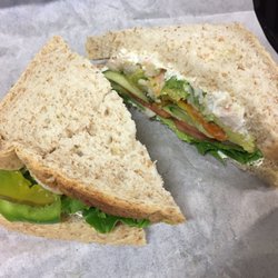 Suzette's Cafe - Fresh shrimp with avocado and cream cheese sandwich