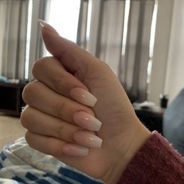 French ombré nails coffin shaped. The lady that did them was so talented and kind. The place is nice!