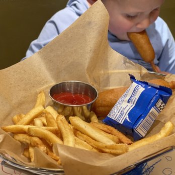 Bricktown Brewery - Kid's  corn dog - they give TWO dogs, a boat load of shoe string fires and a thing of oreos. - Breweries Near Me - Lawton, Oklahoma