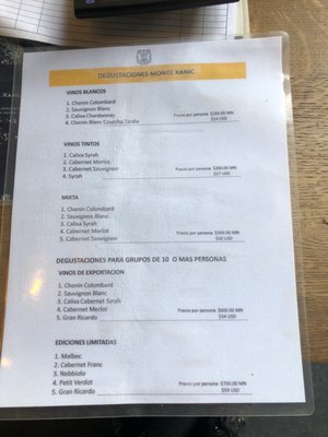 Menu photo 4 Monte Xanic Ensenada, BCN
