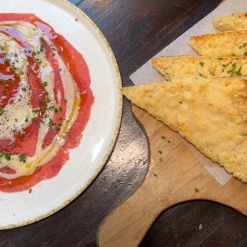 Ca Del Sole - Garlic focaccia and beef Carpaccio - Italian Near Me - Toluca Lake, California