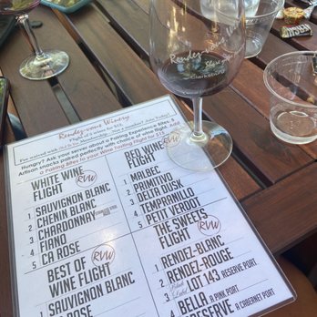 Rendez-vous Winery - Preserve (A Cabernet Port) pictured. Menu pictured. - Wineries Near Me - Clarksburg, California