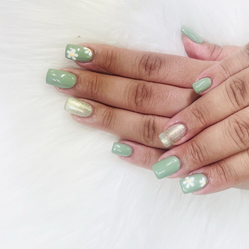 A Nail & Spa - St Patrick Day green nails using Trendy Nail Polishes, with acrylic overlay. - Nail Salons Near Me - Burbank, California A Nail & Spa - St Patrick Day green nails using Trendy Nail Polishes, with acrylic overlay. - Nail Salons Near Me - Burbank, California