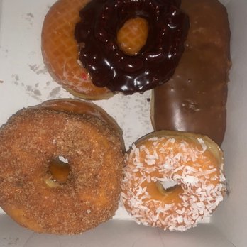 Road Runner Donuts - Cinnamon, coconut, original, and chocolate glazed donuts. - Donuts Near Me - Upland, California Road Runner Donuts - Cinnamon, coconut, original, and chocolate glazed donuts. - Donuts Near Me - Upland, California