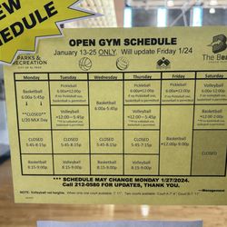 The Beast - Eastside Regional Recreation Center - New open gym schedule monthly!