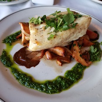 Place Pigalle - Pesto Halibut. Bad pesto, delicious peaches, mediocre halibut. Potential to be great, but can't recommend. - French Near Me - Seattle, Washington Place Pigalle - Pesto Halibut. Bad pesto, delicious peaches, mediocre halibut. Potential to be great, but can't recommend. - French Near Me - Seattle, Washington