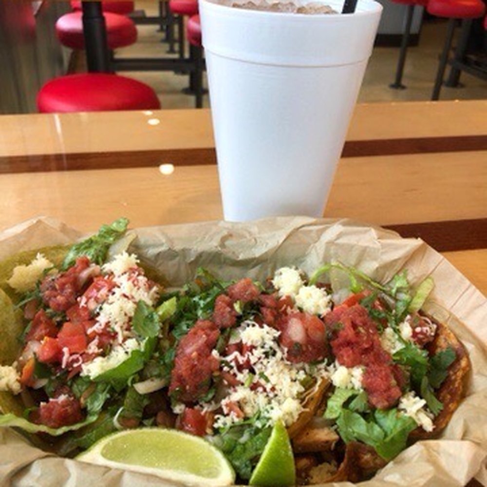 Cabo Bob's Burritos - chicken soft tacos and large iced tea for lunch - Mexican Near Me - Austin, Texas Cabo Bob's Burritos - chicken soft tacos and large iced tea for lunch - Mexican Near Me - Austin, Texas