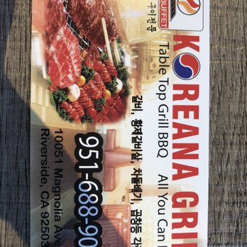 Koreana Grill - Korean BBQ Business Card - Korean Near Me - Riverside, California Koreana Grill - Korean BBQ Business Card - Korean Near Me - Riverside, California
