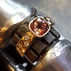 Areias Jewellers & Diamond Setters - This stunning Tourmaline is truly magnificent,  handmade and set instore this 18ct yellow gold With 6 diamonds gypsy set is a must see item.