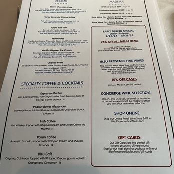 Bleu Provence - After dinner - French Near Me - Naples, Florida