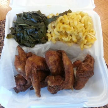 Paula's Soul Cafe - Chicken wings w. Mac & cheese and collard greens - Seafood Near Me - Bronx, New York Paula's Soul Cafe - Chicken wings w. Mac & cheese and collard greens - Seafood Near Me - Bronx, New York