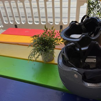 Beacher Cafe - Rainbow picnic tables line the curb side patio - Breakfast & Brunch Near Me - Toronto, Ontario Beacher Cafe - Rainbow picnic tables line the curb side patio - Breakfast & Brunch Near Me - Toronto, Ontario
