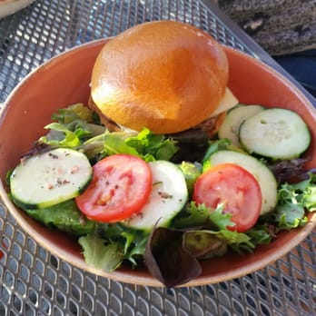 Luna Grill Poway - Kids burger and salad. - Mediterranean Near Me - Poway, California Luna Grill Poway - Kids burger and salad. - Mediterranean Near Me - Poway, California