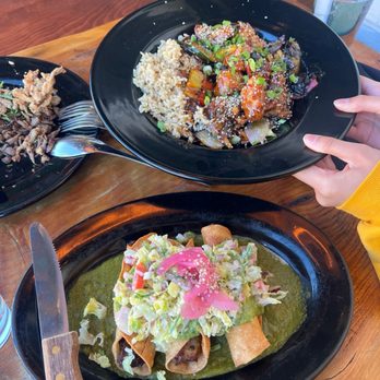 Julia's Vegetarian Restaurant - Faux Orange Chicken and potato flautas - Vegetarian Near Me - Pacific Grove, California