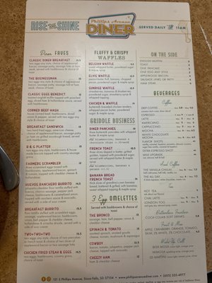 Menu photo 1 Phillips Avenue Diner Sioux Falls, SD
