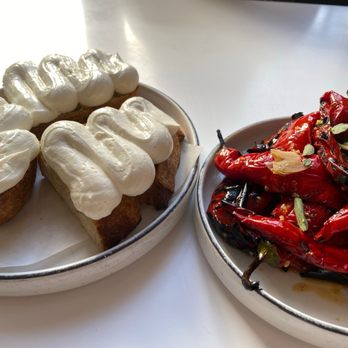 Misi - Charred Marinated Peppers and Whipped Ricotta Crostini - Italian Near Me - Brooklyn, New York Misi - Charred Marinated Peppers and Whipped Ricotta Crostini - Italian Near Me - Brooklyn, New York