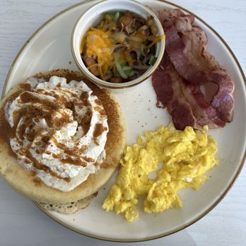 Pineapple Sol - Build Your Own Breakfast: Bischoff Pancake, Beef bacon, scrambled eggs, hashbrowns - Coffee & Tea Near Me - Cary, North Carolina
