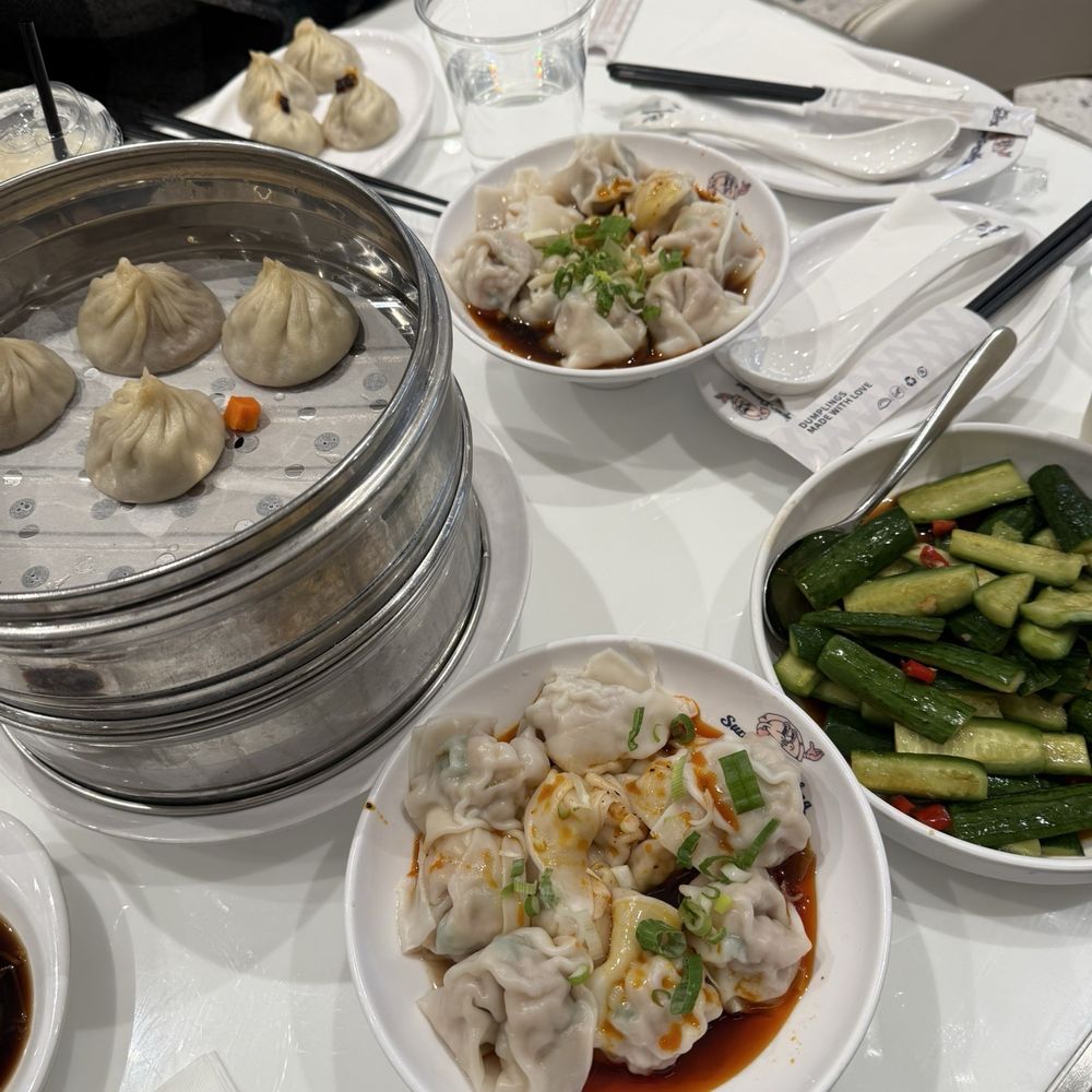 Super Dumpling - Crab Beef Xiao Long Bao, Spicy Chicken Wontons, Cucumber Salad and Shrimp Siu Mai - Noodles Near Me - Orange, California Super Dumpling - Crab Beef Xiao Long Bao, Spicy Chicken Wontons, Cucumber Salad and Shrimp Siu Mai - Noodles Near Me - Orange, California