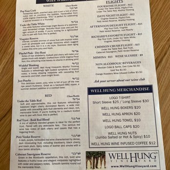 Well Hung Vineyard - Menu - Wine Bars Near Me - Roanoke, Virginia Well Hung Vineyard - Menu - Wine Bars Near Me - Roanoke, Virginia
