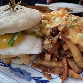 Shōjō Cambridge - The Shojonator burger but the Shadowless Fries were delicious! And definitely get the sunny side up egg! - Asian Fusion Near Me - Cambridge, Massachusetts