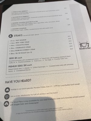Menu photo 7 107 Steak & Bar Doral, FL