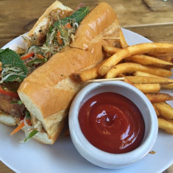 Ocotillo - Thai banh mi sandwich with French fries - New American Near Me - Phoenix, Arizona