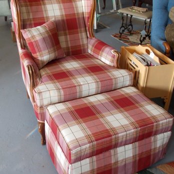 the Makery - Freshly reupholstered wing chair and ottoman...heading home for the holidays. Pattern matching at its best.. - Sewing & Alterations Near Me - Holland, Michigan the Makery - Freshly reupholstered wing chair and ottoman...heading home for the holidays. Pattern matching at its best.. - Sewing & Alterations Near Me - Holland, Michigan