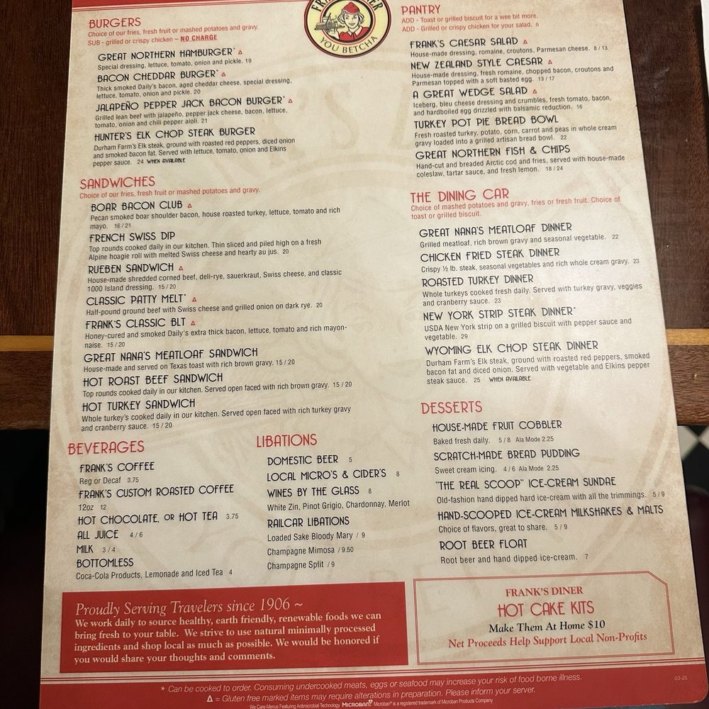 Frank's Diner - Menu - Diners Near Me - Spokane, Washington Frank's Diner - Menu - Diners Near Me - Spokane, Washington