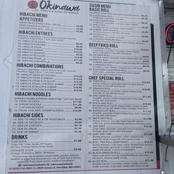Okinawa Hibachi Sushi - Menu