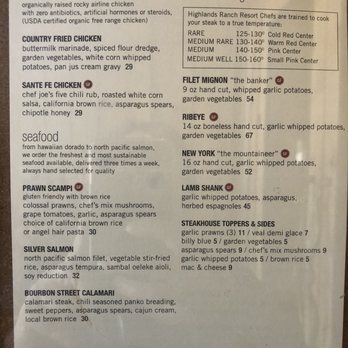 Highlands Ranch Restaurant - Dinner menu - Bars Near Me - Mill Creek, California Highlands Ranch Restaurant - Dinner menu - Bars Near Me - Mill Creek, California