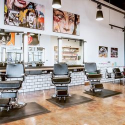 Bishops Cuts/Color - Get comfortable in retro style chairs while enjoying local art.