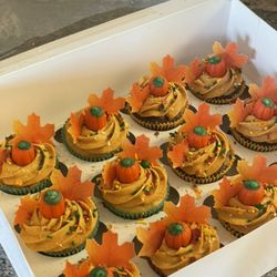 Amy’s Custom Cupcakes - Thanksgiving cupcakes pumpkin cupcake with pumpkin mousse frosting