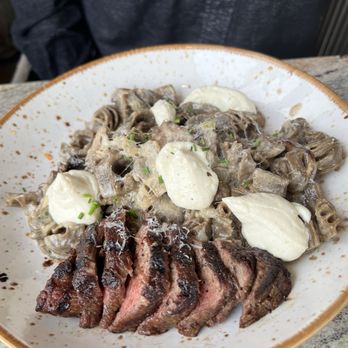 Crave Kitchen & Bar - Flat iron with mushroom pasta - Bars Near Me - Eagle, Idaho