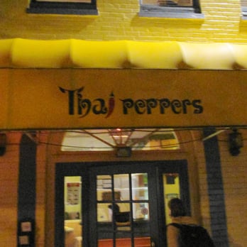 Thai Peppers - front door exterior at night - Thai Near Me - Alexandria, Virginia