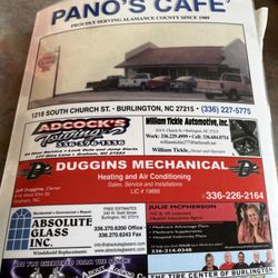 Pano's Cafe - Menu