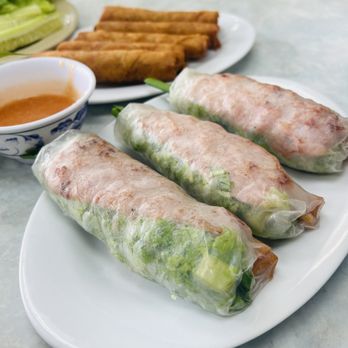 Nem Nuong Khanh Hoa - Nem Nuong Cuon Spring Rolls with Grilled Pork Patties. Egg Rolls in the background. Yummy! - Vietnamese Near Me - Alhambra, California Nem Nuong Khanh Hoa - Nem Nuong Cuon Spring Rolls with Grilled Pork Patties. Egg Rolls in the background. Yummy! - Vietnamese Near Me - Alhambra, California