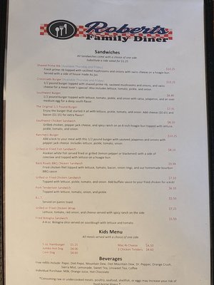 Menu photo 1 Roberts Family Diner Sparta, TN Menu photo 1 Roberts Family Diner Sparta, TN