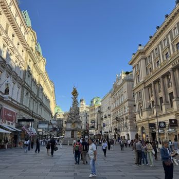 Graben - View towards Wienner Pestsäule - 17th C monument commemorating victims of the plague - Local Flavor Near Me - Vienna, 9