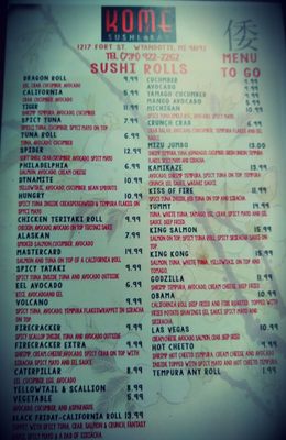 Menu photo 2 Kome Sushi Bar Wyandotte, MI Menu photo 2 Kome Sushi Bar Wyandotte, MI