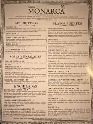 Menu photo 5 Casa Monarca Mexican Cantina Bryan, TX