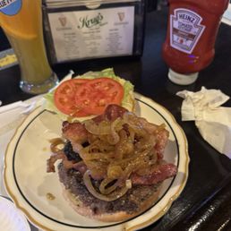 Bacon Burger with caramelized onions