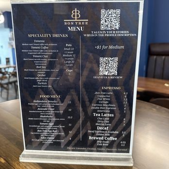 BonTree - menu - Coffee & Tea Near Me - Brooklyn, New York