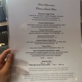 Basic Necessities - Menu - Specialty Food Near Me - Nellysford, Virginia