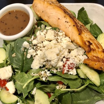 Stephanie's - Kale quinoa salad with salmon - American Near Me - Boston, Massachusetts Stephanie's - Kale quinoa salad with salmon - American Near Me - Boston, Massachusetts