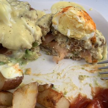 Oak Leaf Cafe - Disappointed about this crab cake Benedict. Not much crab, lots of fillers and the egg was NOT on point - Breakfast & Brunch Near Me - Granite Bay, California Oak Leaf Cafe - Disappointed about this crab cake Benedict. Not much crab, lots of fillers and the egg was NOT on point - Breakfast & Brunch Near Me - Granite Bay, California