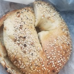 the inside of a bagel