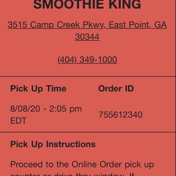 Smoothie King - Time stamp. It is now 2:30pm - Health Markets Near Me - East Point, Georgia