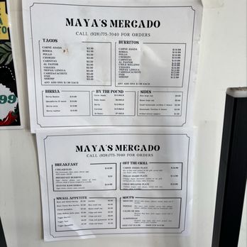 Maya's Mercado - Menu prices posted as of 7.20.26 - Mexican Near Me - Prescott Valley, Arizona